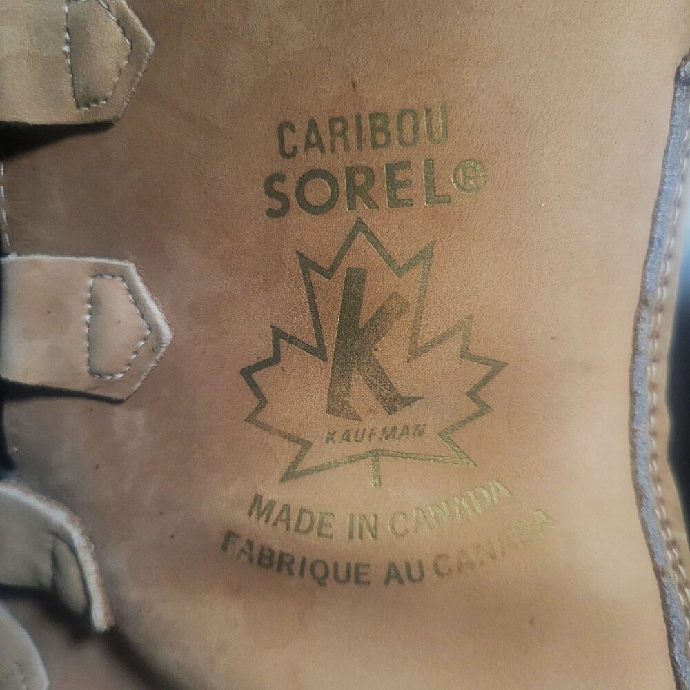 Sorel Men's Caribou Waterproof Boots Black/Tan Rubber & Leather Upper - M7/W8.5 - Picture 7 of 10